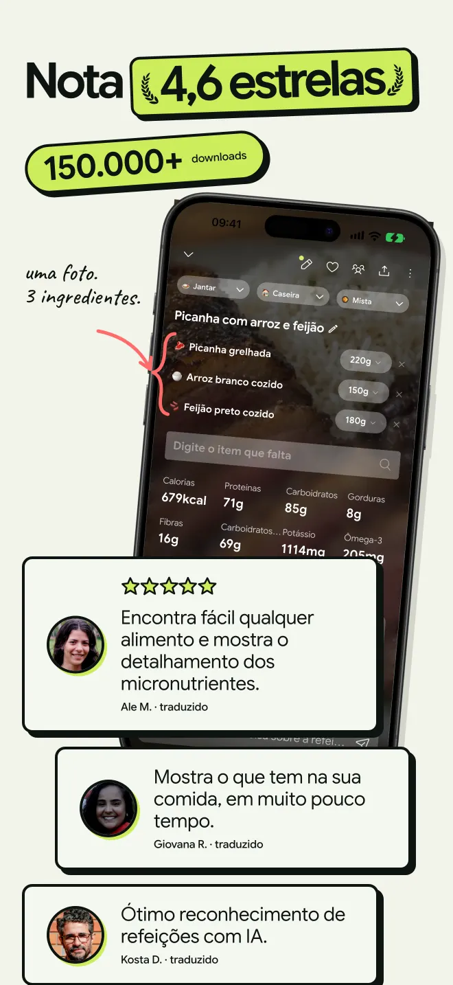 NutriScan com nota 4,6 estrelas e mais de 150.000 downloads, ao lado de avaliações de usuários