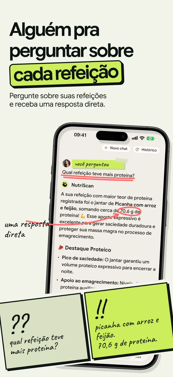 NutriBites responde qual refeição teve mais proteína com base nas refeições que você registrou