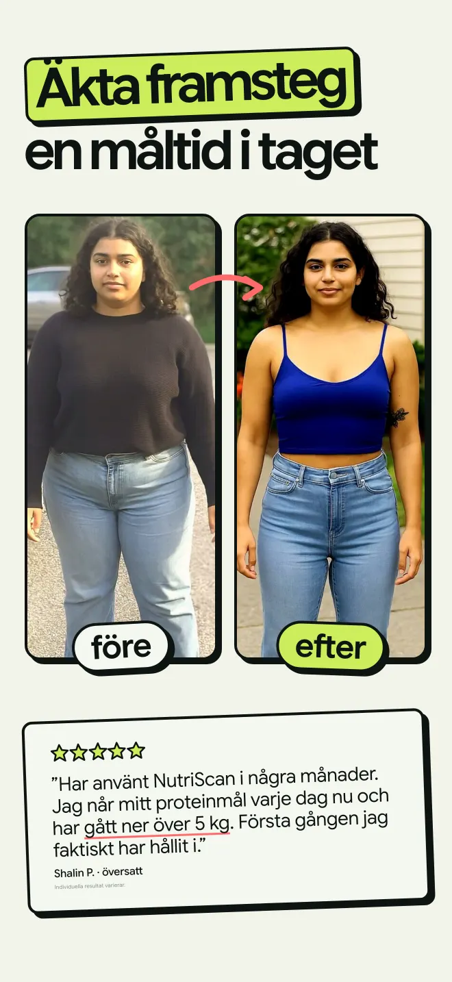 Före- och efterbild av en användare som har gått ner över 5 kg med NutriScan