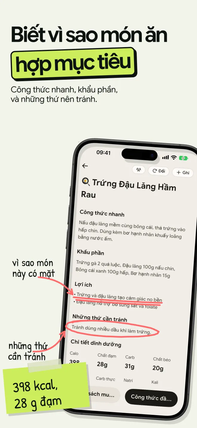Món trong thực đơn kèm công thức nhanh, khẩu phần, lợi ích và những thứ cần tránh